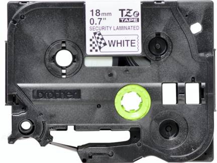 Labeltape Brother TZe-SE4 18mmx8m sort p&aring; hvid sikkerhedstape