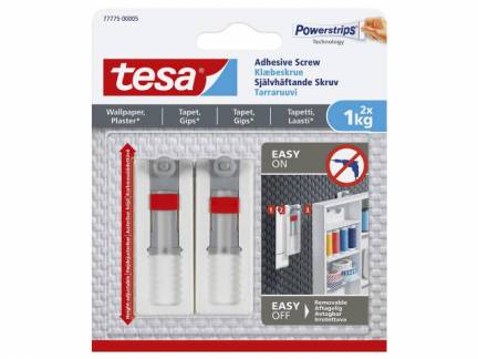 Kl&aelig;beskrue tesa t/tapet og gips justerbar 1kg 2stk/pak