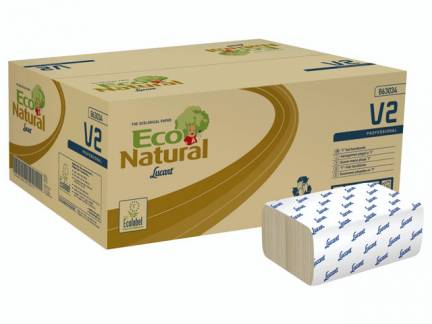 H&aring;ndkl&aelig;deark Lucart T3 Natural 2-lags multifold 21x20,8cm 10,5cm 100% genbrugspapir