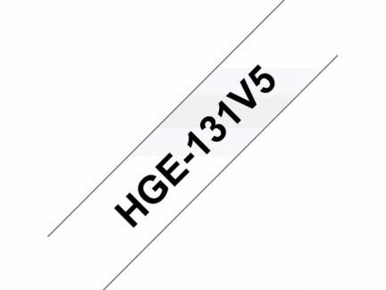Labeltape Brother HGe-131V5 12mmx8m sort p&aring; klar 5stk/pak