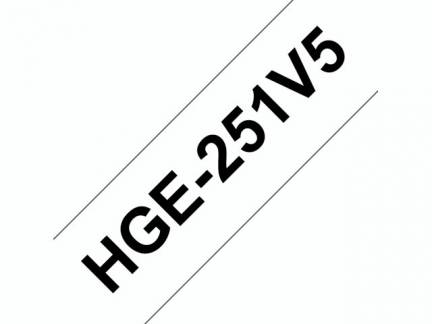 Labeltape Brother HGe-251V5 24mmx8m sort p&aring; hvid 5stk/pak