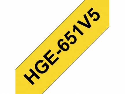 Labeltape Brother HGe-651V5 24mmx8m sort p&aring; gul 5stk/pak