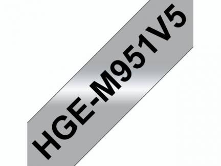 Labeltape Brother HGe-M951V5 24mmx8m sort p&aring; mats&oslash;lv 5stk/pak