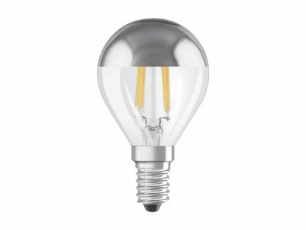 P&aelig;re Osram LED krone 34W/827 E14 filament klar topforspejlet s&oslash;lv