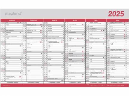 Kontorkalender Stor m/flagdage 2025