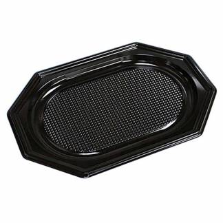 Cateringfad sort plast 45x30cm oval 10x10stk/kar A-PET mellem 