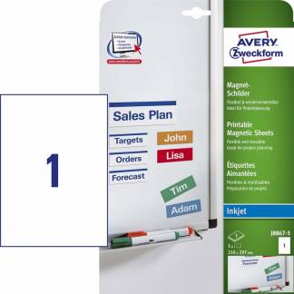 Magnet label Avery hvid 210x297mm 5stk/pak J8867-5