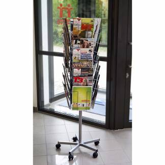 Brochurestativ Agenda A4 32-f. gulvmodel 500x500x1460 mm sølv 