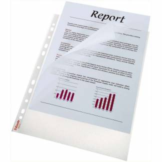 Plastlommer Esselte A4 0,115mm åben top/ven præget 100stk/æsk 56193