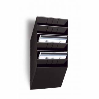 Brochureholder Flexifack A4 liggende m/6 bakker sort 