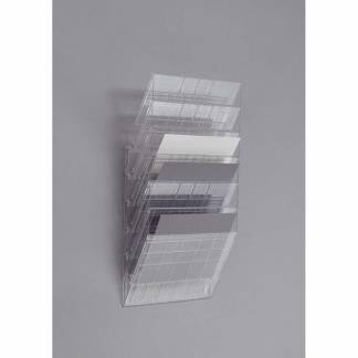 Brochureholder Flexiboxx A4 klar 6 fag liggende t/væg