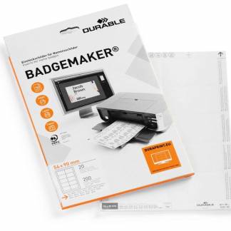 Indstik til kongresmærker på A4 ark 90x54mm hvid pk/20ark 