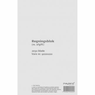 Regningsblok m/afgift 2x50bl 126x200mm 92 2202 20 