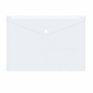 Plastmappe PP A4 transparent m/klap og trykknap 