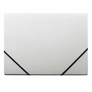 Kartonmappe Q-Line A4 hvid m/3 klapper & elastik blank 