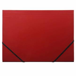Kartonmappe Q-Line A4 rød m/3 klapper & elastik blank 
