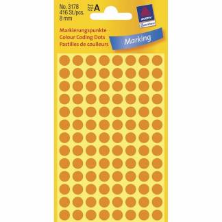 Etiket Avery neon orange Ø8mm 3178 416stk/pak 
