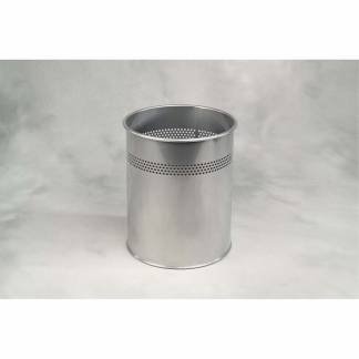 Papirkurv m/huller sølvmetal 15l højde 320mm dia. Ø260mm