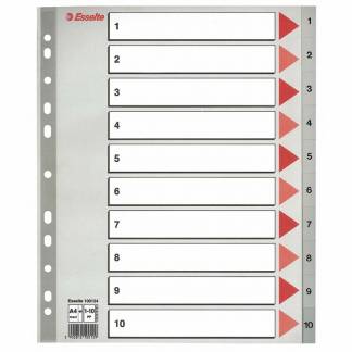 Register A4 Maxi 1-10 grå PP m/forblad 