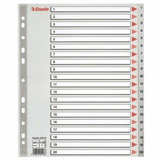 Register A4 Maxi 1-20 grå PP m/forblad 