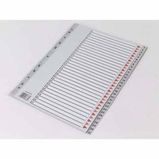 Register A4 1-31 grå plast m/forblad 