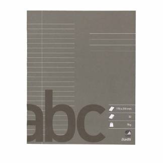 Skolehæfte Bantex 17x21cm lin 24 linjer 32bl 70g antracitgrå 