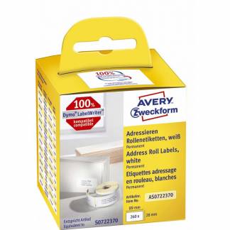 Adresseetiket Avery perm. 89x28mm 2x130st/rul