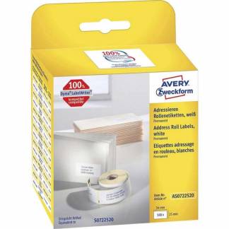 Adresseetiket Avery perm. 54x25mm 500st/rul