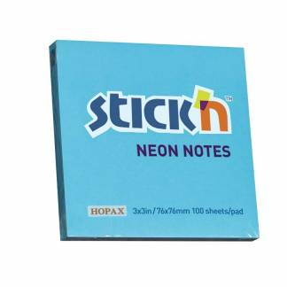 Notes Stick'N NEON blå 76x76mm 100blade