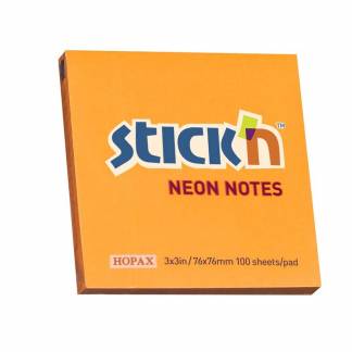 Blok notes Stick'N 75x75 mm Orange, selvklæb. 