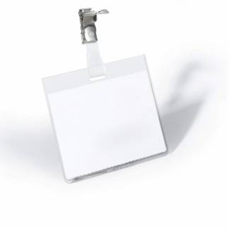 Navneskilt m/stropklemme 60x90mm 25stk/pak klar