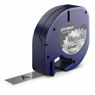 Labeltape DYMO LetraTAG 12mmx4m metalsølv metaltape 