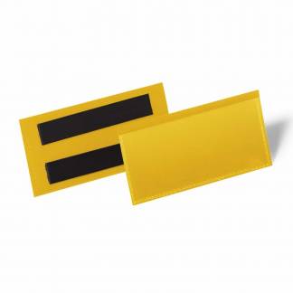Lagerlomme/etiketholder m/magnet 100x38mm gul