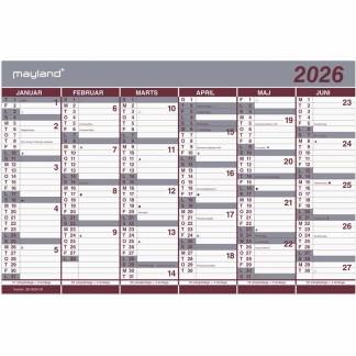 Kontorkalender Dobbelt halvårs kalender 2026 