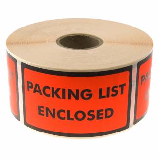 Etiketter tryk: Packing List Enclosed 120x70mm 1000stk/rul