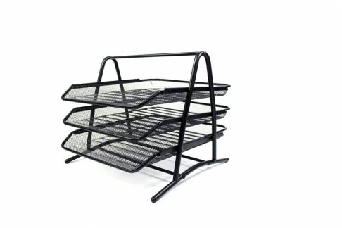 Brevbakkesæt tråd metal MESH m/3 bakker sort