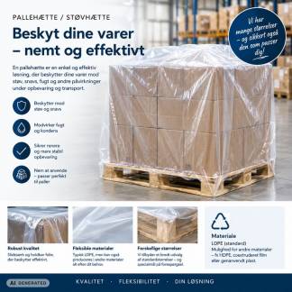 Palleh&aelig;tte i 100% genanvendt til 1/1-palle 1200/450x1200mm 0,045mm transparent plast