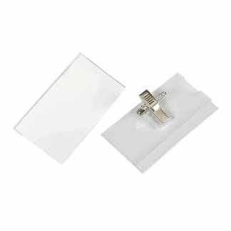 Kongresm&aelig;rker, BNT, 40x75 Med clip og n&aring;l, transparent pakke a 50 stk