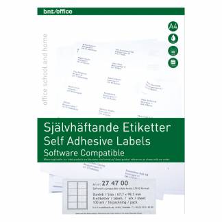 Laserlabels BNT 99,1x67,7mm 8stk/ark 100ark/æsk