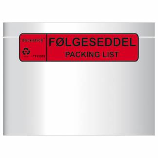 F&oslash;lgeseddellommer C5 m/f&oslash;lge- seddel krt/1000 225x165 mm 