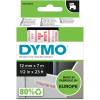 Labeltape DYMO D1 45015 S0720550 12mmx7m rød på hvid