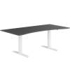 Pro hævesænkebord med bue 90x180cm hvid sort linoleum 