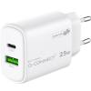 Q-Connect USB-A og USB-C adapter 25W hvid 