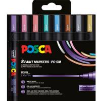 Uni Posca 5M paintmarkere 2,5mm 8 farver