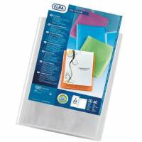 Elba Polyvision demomappe med 20 lommer og lomme p&aring; forsiden i A4 i farven klar