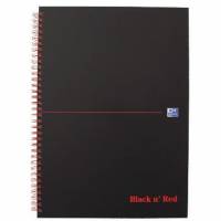 Oxford A4 Black'n'Red karton notesbog med tern