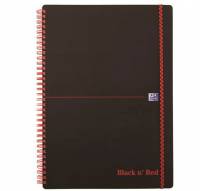 Oxford Black'n'Red spiralblok PP A4 kvadreret