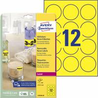 Avery L7670Y-25 etiket &Oslash;63,5mm neongul