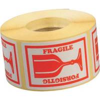 Etiket 'FORSIGTIG GLAS' 46x65mm r&oslash;d 1000stk