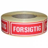 Etiket 'FORSIGTIG' 24x66mm r&oslash;d 500stk
